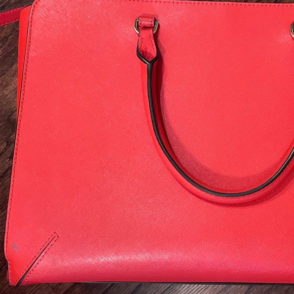 Tory Burch Emerson Poppy Orange Zip Tote Bag - Picture 6 of 16